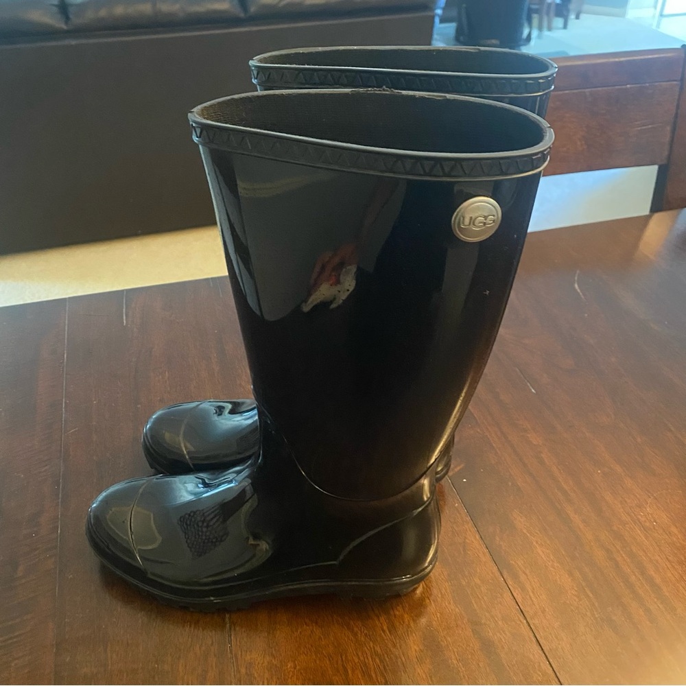 Ugg Black Patent Leather Rain Boots
